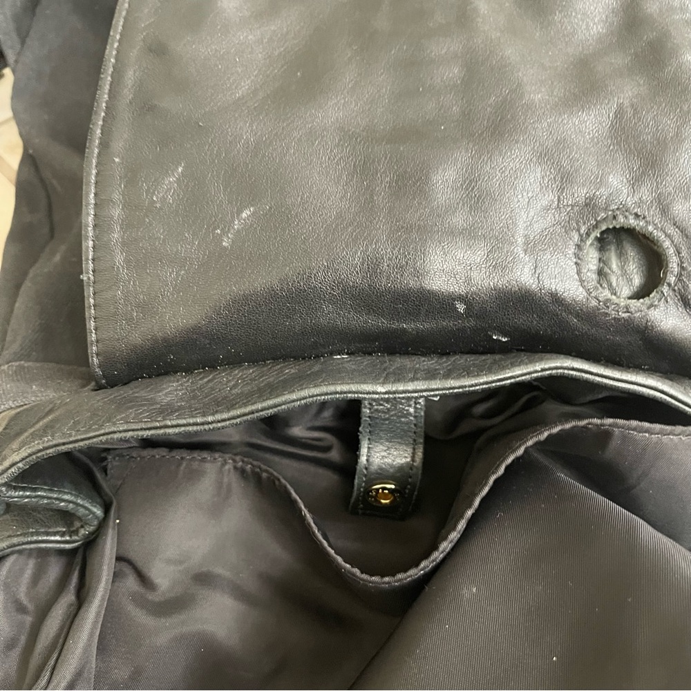Fiocci Black‎ Made In Italy Backpack  Pockets Leather & Canvas Adjustable Straps - Picture 11 of 14